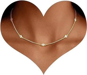 Women's 22k Gold Plated Alloy Bead Choker with Rolo Chain and Lobster Clasp - MJartoria Dainty, Trendy Minimalist Jewelry Gift