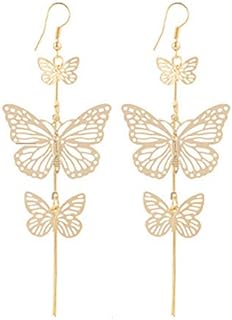 KaFu Bohemia Delicate Filigree Dangle Flying Butterfly Hook tassels Earrings for Women and girls - Available in Silver and Gold Tones
