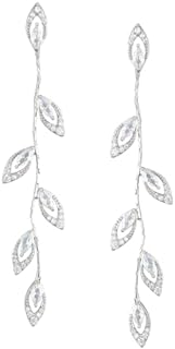 Exquisite SWEETV Vine Wedding Rhinestone Drop Earrings with Push Back Design, Bridesmaid Cubic Zirconia Bridal Jewelry