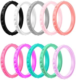 Women's Stackable Silicone Wedding Ring Set with Metallic Fish Scales and Diamond Patterns, Size 4 - Perfect for Active Lifestyles and Stylish Everyday Wear