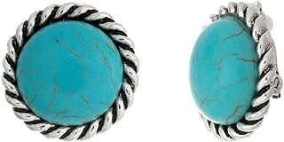 Rosemarie Collections Women's Southwestern Style Round Turquoise Clip On Earrings