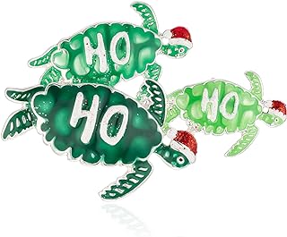Sea Turtle Christmas Brooch with Pin Clasp for Women, Whimsical Three-Turtle Family Design in Polished Alloy