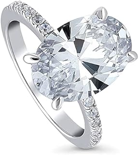 BERRICLE Sterling Silver Solitaire Wedding Engagement Rings 5.5 Carat Oval Cut Cubic Zirconia CZ Hidden Halo Ring for Women, Rhodium Plated Size 4-10