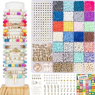 Deinduser 6000 Clay Bead Bracelet Making Kit, Polymer Heishi Beads with Charms Gifts, Arts and Crafts for Kids Ages 8-12, Stuff for Teen Girls