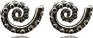 Women's Vintage Silver Octopus Stud Earrings with Push Back, Lead-Free Zinc Alloy Punk Earrings for Girls - No Gemstone
