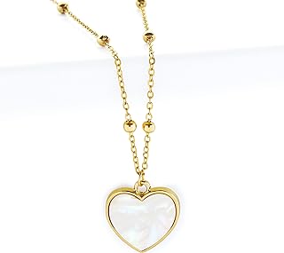 Gold Plated Opal Pendant, Heart Opal Necklace for Women with Gift Box | Adjustable Chain, Minimalist, Tiny Dainty Heart Choker Necklaces, Gold Plated, Opal