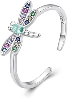 Adjustable Sterling Silver BISAER Snake Ring with Cubic Zirconia for Women, Evil Eye Engagement Design