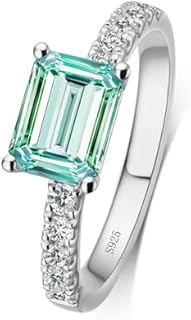 S925 Sterling Silver Round Cut Moissanite Bridal Ring Set for Women, 2.31CTTW D Color VVS1 Lab Created Diamond, 18K White Gold Plated Engagement Wedding Band Size 6