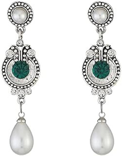 Gionforsy 1920s Flapper Pearl Earrings Art Deco Earrings Roaring 20s Flapper Jewelry Great Gatsby Earrings for Wedding