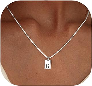 Personalized 925 Silver Initial Choker Necklace with Lobster Clasp and Box Chain for Women, Hypoallergenic and Waterproof, Perfect Teen Girl Jewelry Gift
