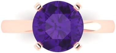 3Ct Round Cut Natural Amethyst Solitaire Engagement Ring in 14k Rose Gold - Ideal for Weddings, Anniversaries and Special Occasions