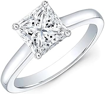 Mulan White Gold Plated Cubic Zirconia Engagement Ring for Women, Round Cut/Princess Cut Design, Size 8.5