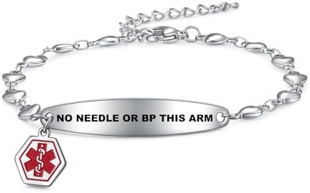 Women's Stainless Steel Medical Alert ID Bracelets with Secure Buckle Clasp - Ergonomic Emergency Identification Wristbands with Free Custom Laser Engraving