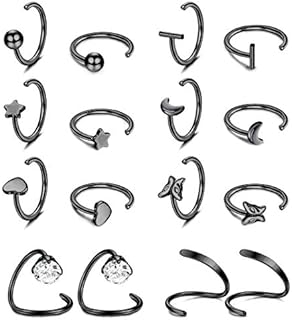 Half Hoops Earrings 316L Stainless Steel Small Huggie Hoop Earrings Ball, Bar, Star, Moon, Heart, Butterfly Half Hoops Cartilage Piercing Earrings