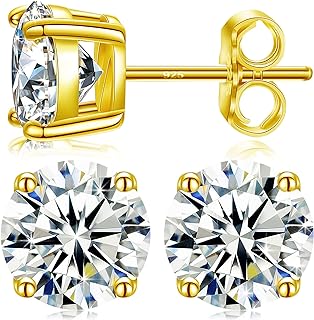 1 Carat Moissanite Sterling Silver Stud Earrings with Push-Back Design for Women and Girls