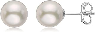 .925 Sterling Silver AAA+ Akoya Cultured Pearl Classic Solitaire Stud Earrings - Choice of Pearl Size