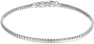 BORUO Sterling Silver 1.5mm Box Chain Charm Bracelet for Women Men 6", 6.5", 7",7.5", 8", 8.5", 9"