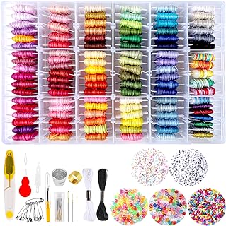 1060 Pcs String Bracelet Kit, Friendship Bracelets String Making Kit Including 110 Colors Embroidery Floss, 900 Beads and 50 Cross-Stitch Tool, String Kit for Friendship Bracelet Making