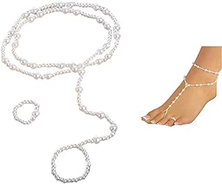 MauSong Pearl Barefoot Sandal Foot Jewelry Anklet Bracelet Ankle Chain, 1 Pieces