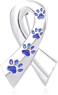 Enamel Dog Cat Print Paws Pink Ribbon Breast Cancer Awareness Charity Ribbon Brooches Pins