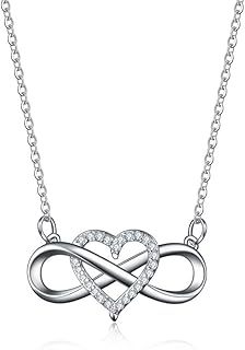 Collier Infini ESROVER en Argent 925 avec Zircon, Design Élégant de 45 cm, Parfait pour Occasions Spéciales et Usage Quotidien, Cadeau Idéal pour Femmes et Filles
