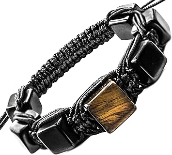 Shungite Bracelet with Tiger Eye Brutal Arachne Macrame Brided Bracelet
