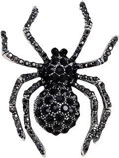 Rhinestone Spider Brooch for Women Men Gold Plated Fashion Crystal Vintage Brooch Green Black Large Insect Animal Lapel Pin Creative Dress Accessories Theme Party Jewelry Gift Father's Day Halloween