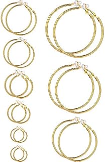 Sumind 9 Pair Silver and Rose Gold Clip-On Hoop Earrings for Women and Girls, Various Sizes and Designs
