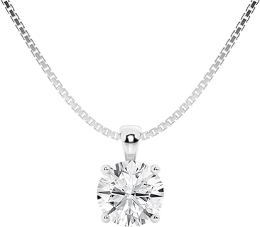 La4ve Diamonds 1-3 Carat IGI Certified Lab-Grown Diamond Pendant Necklace with Box Chain and Spring Ring Clasp in 14K Yellow or White Gold with E-F Color, VS Clarity - Perfect Gift Option