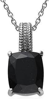 20-Inch Black Tourmaline Bead Necklace with Magnetic Clasp in Stainless Steel for Women, Oval-Shaped Pendant Design