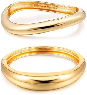 Elegance 11 designs Gold Cuff Bangle Bracelets For Women Set Chunky Trendy Gold Bracelet Minimalist Hinged Arm Cuff Jewelry Gift 2pcs