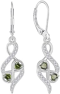 925 Sterling Silver Infinity Dangle Earrings with Cubic Zirconia & Leverback Design for Women