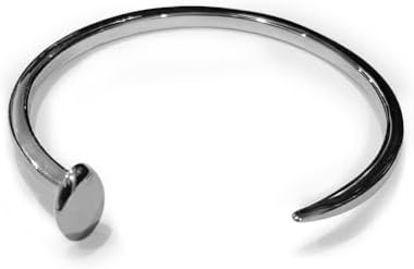 Unisex Silver Plated Brass Spike Cuff Bracelet, Minimalist Railroad Design, Adjustable, No-clasp, Everyday Jewelry by Jack Carroll