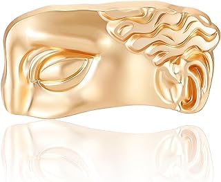 Women's Vintage Half-Face Mask Brooch in Gold-Plated Alloy Steel with Pin Clasp