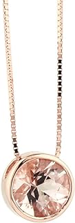 14k Rose Gold Natural Morganite Pendant Necklace with Box Chain & Spring Ring Clasp, Elegant Solitaire Design for Women