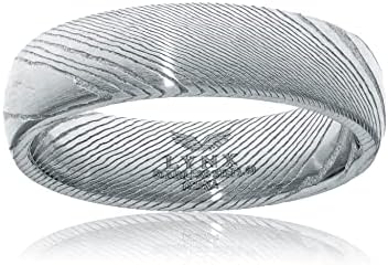 Stainless Steel Damascus Wedding Ring for Men - Hypoallergenic, Sized 9 to 11, No Gemstone, Unique Design