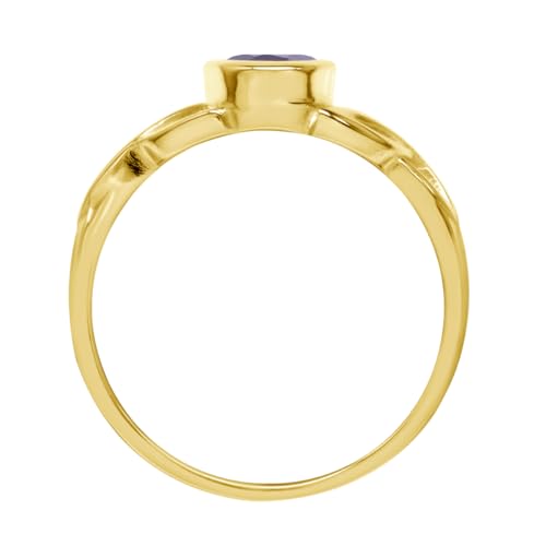 Silvershake 7x5MM Oval Shape Birthstone Gemstone White Gold Plated or 18K Yellow Gold Plated 925 Sterling Silver Triquetra Trinity Celtic Knot Solitaire Ring Jewelry for Women