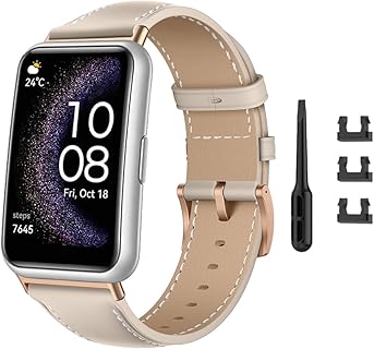 Niboow Bracelet en Cuir Doux pour Huawei Watch Fit/New/Elegant/SE avec Boucle en Acier, Réglable et Élégant, Idéal pour Toutes les Occasions et Tout Public