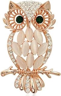 Crystal Rhinestone Green-eyed Owl Brooch Pin with Alloy Steel Pin Clasp, Ideal for Wedding, Prom and Daily Attire, Sophisticated Scarf Pin for Couples