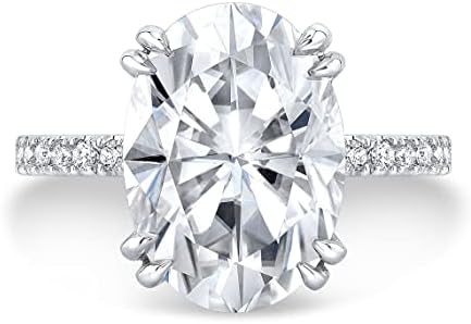 Stunning 6 CT Oval Diamond Moissanite Engagement Ring by Riya Gems with Premium Sterling Silver and Hidden Prong Design