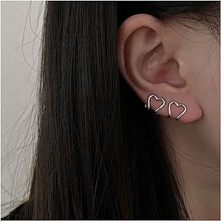 Boho Love Heart Ear Wraps Earring Love Heart Clip on Earrings Silver Heart Huggie Earrings Love Ear Clip Earrings No Pierced Ear Clip Wrap Earrings Jewelry for Women and Girls