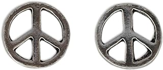 NOVICA Handcrafted Peace Symbol Stud Earrings, Minimalist .925 Sterling Silver from Thailand, Push-Back Style, 0.2 Inch Diam, Modern Design
