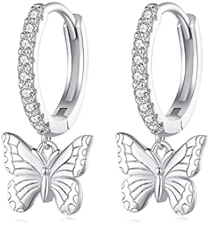 S925 Sterling Silver Post Drop/Dangle Earrings for Women | Heart, Star, Butterfly Huggie Earring Hypoallergenic Lightweight Paved with Cubic Zirconia | Birthday Valentine's Day Earrings Jewelry for Women Girls