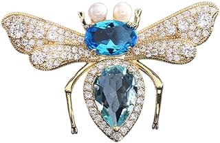 Buckle Clasp 14K Yellow Gold Bee Brooch with Crystals - Elegant Accessory for Fashionable Individuals - Beautiful Bee Design