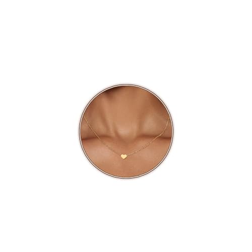 Cute Heart Necklace 18k Gold Plated Tiny Heart Pendant Choker Necklaces Small Gold Love Open Heart Chain Necklace for Women Dainty Gold Jewelry Gifts for Women Teen Girls