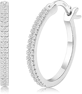 Dazzling 18K Gold Plated Sterling Silver Moissanite Hoop Earrings with Brilliant Round Cut Lab-Created Diamonds for Women and Girls, Available in 20mm/30mm Sizes
