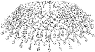 DRESBE Rhinestone Necklace Crystal Choker Necklaces Prom Necklace Chain Party Neck Jewelry for Women