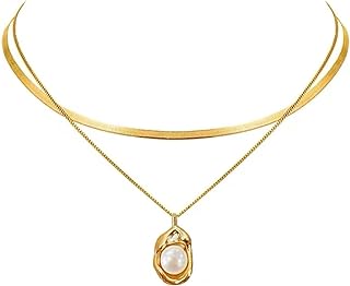 2024 Women's Elegant Imitation Pearl Pendant with Sleek Snake Bone Chain Necklace Set - Gold Plated Brass - Ideal Gift Item