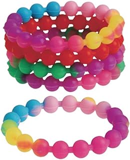 Dozen Assorted Rainbow Stretchy Silicone Bead Bracelets