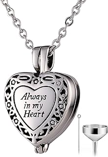 Lobster-Claw Clasp Stainless Steel Heart Pendant Memory Necklace with Cable chain for Personalized Remembrance, Spiritual Keepsake offering